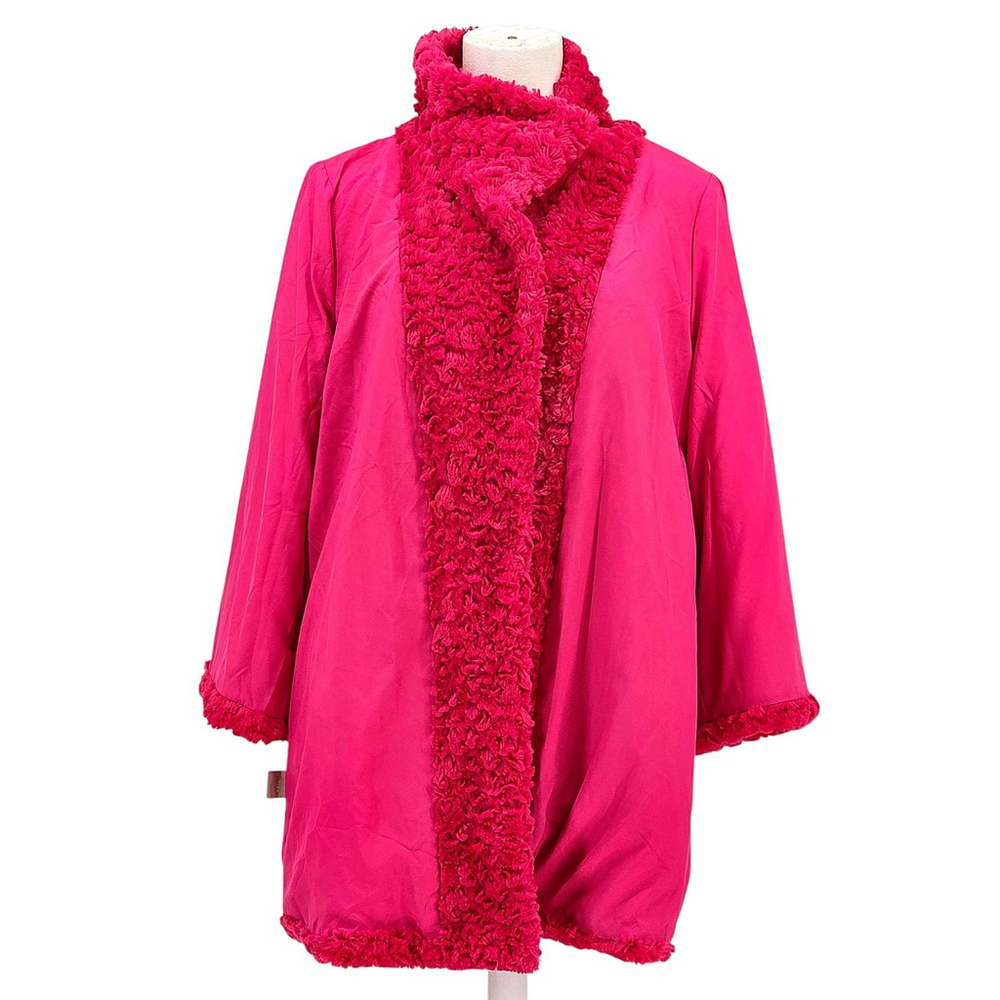 Cozy Glam JAYLEY Faux Fur Teddy Coat Women Oversized Pink Winter - Picture 4 of 13